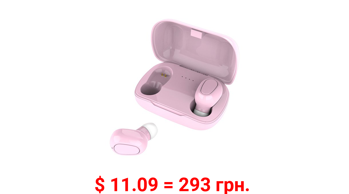 Willstar Bluetooth 5.0 Headset TWS Wireless Earphones Stereo Earbuds with Charging Box-Pink