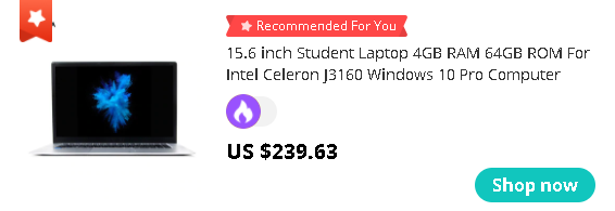 15.6 inch Student Laptop 4GB RAM 64GB ROM For Intel Celeron J3160 Windows 10 Pro Computer with Bluetooth 2.4G + 5G Dual WIFI
