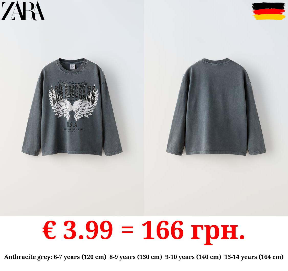 ACID WASH T-SHIRT WITH RHINESTONES