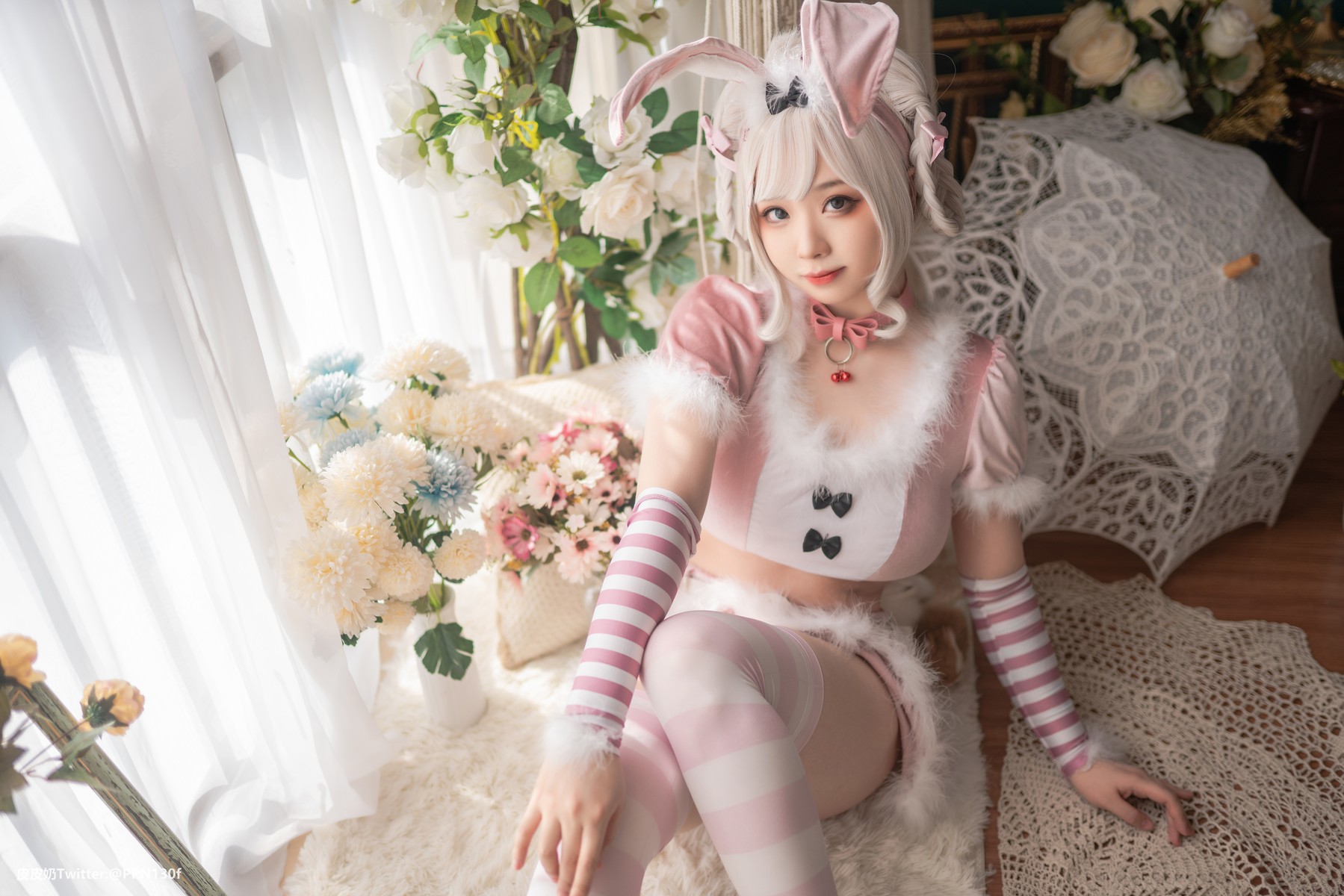Cosplay 皮皮奶可可爱了啦 粉色兔兔 44