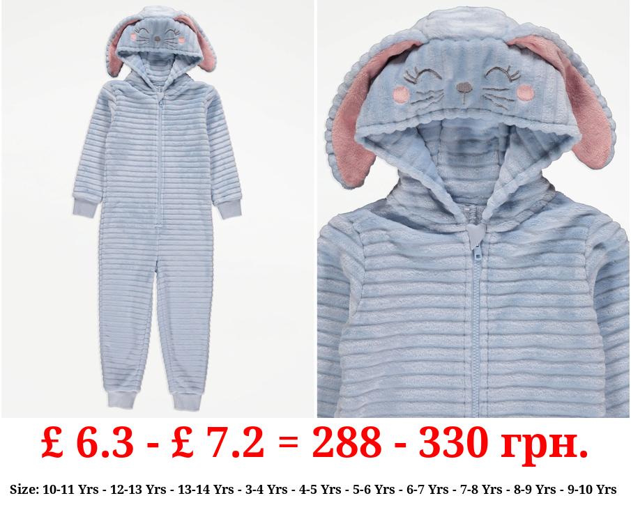 Blue Bunny Fleece Hooded Onesie