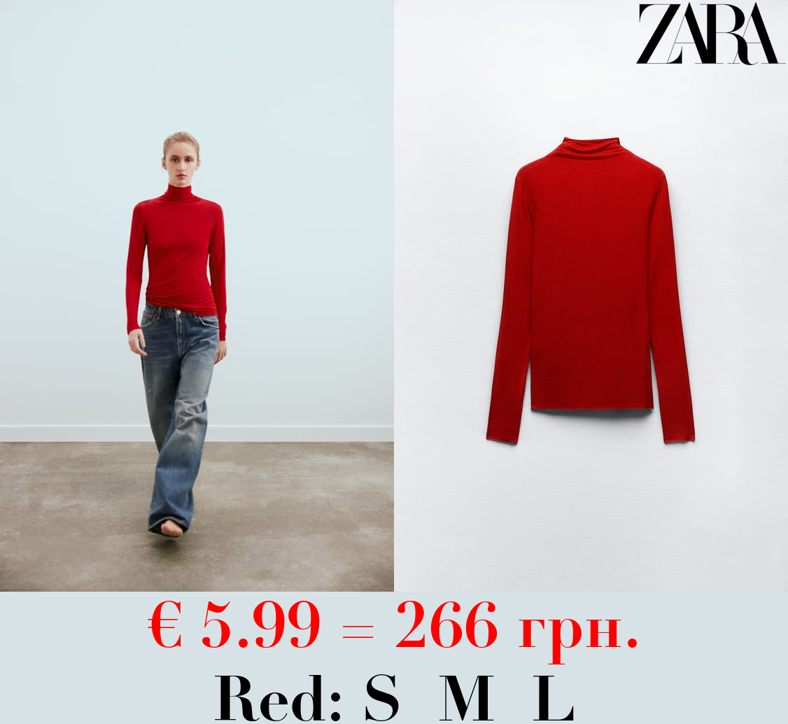 HIGH NECK SEMI-SHEER TOP