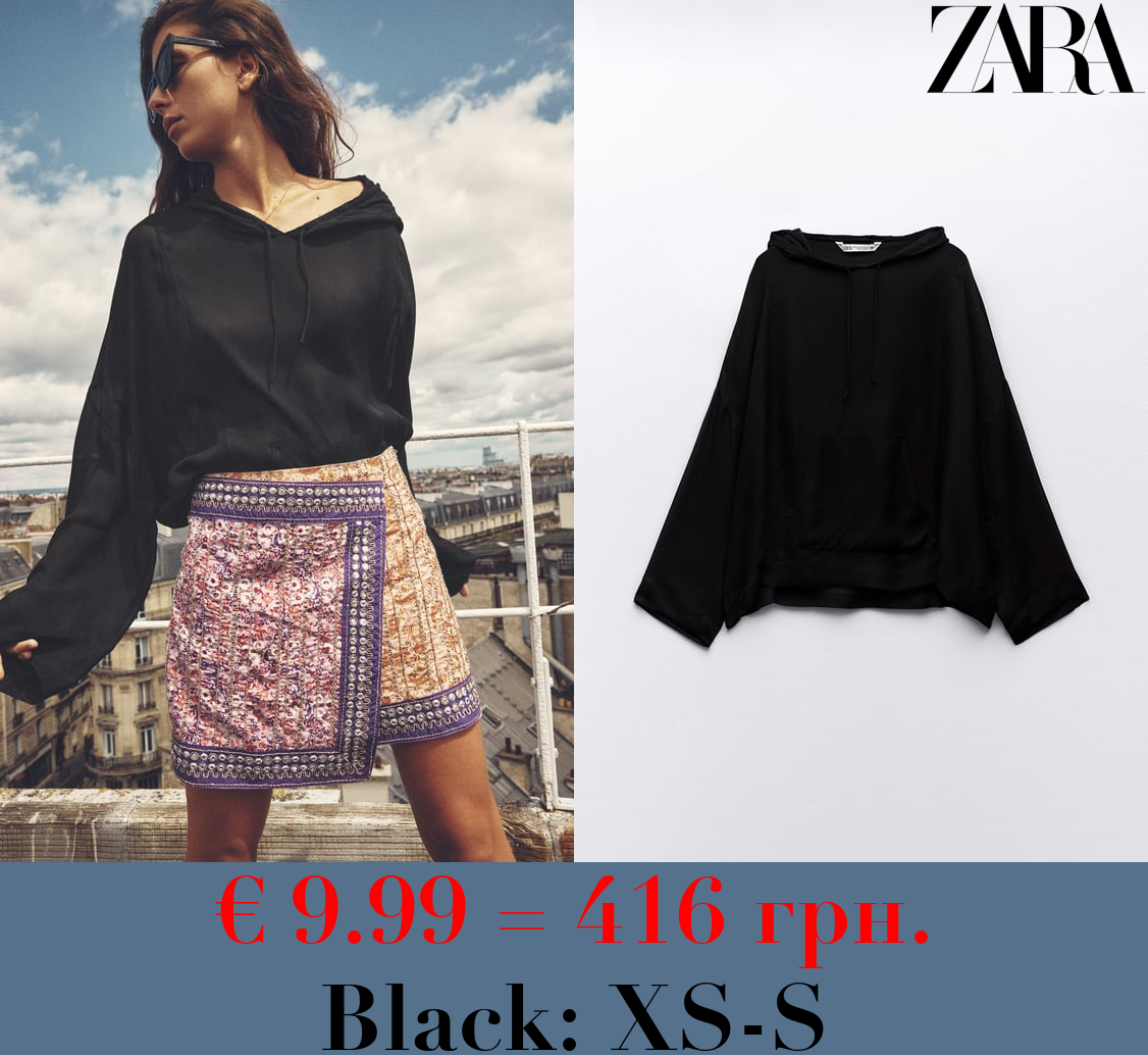 SEMI-SHEER BLOUSE WITH HOOD