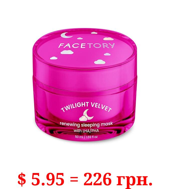 FACETORY Twilight Velvet Renewing Sleeping Mask with LHA/AHA- Hydrates and Refines, Smooth Skin, Overnight Face Mask, Cruelty Free, No Fragrance, 50ml/ 1.69 oz