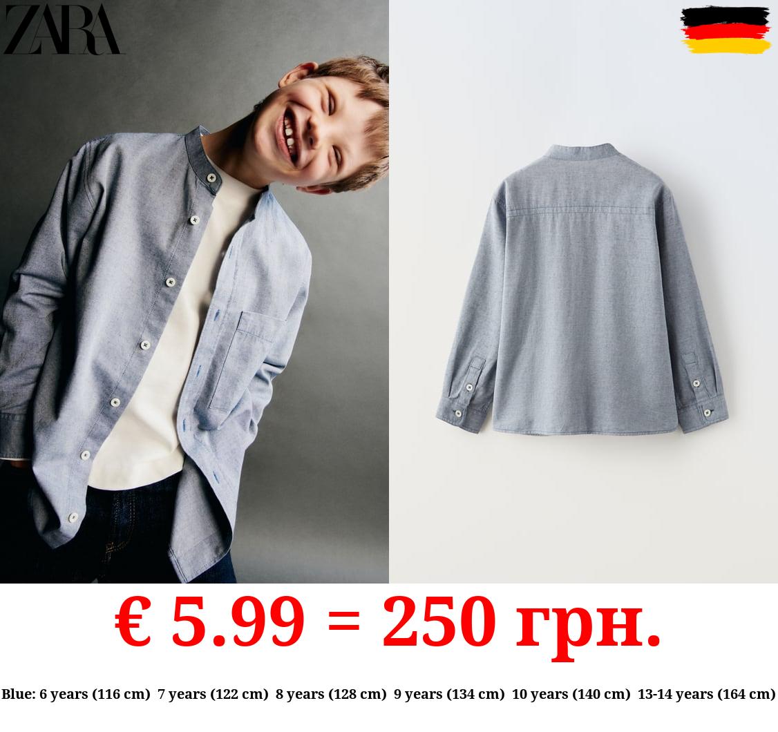 MELANGE SHIRT WITH STAND-UP COLLAR