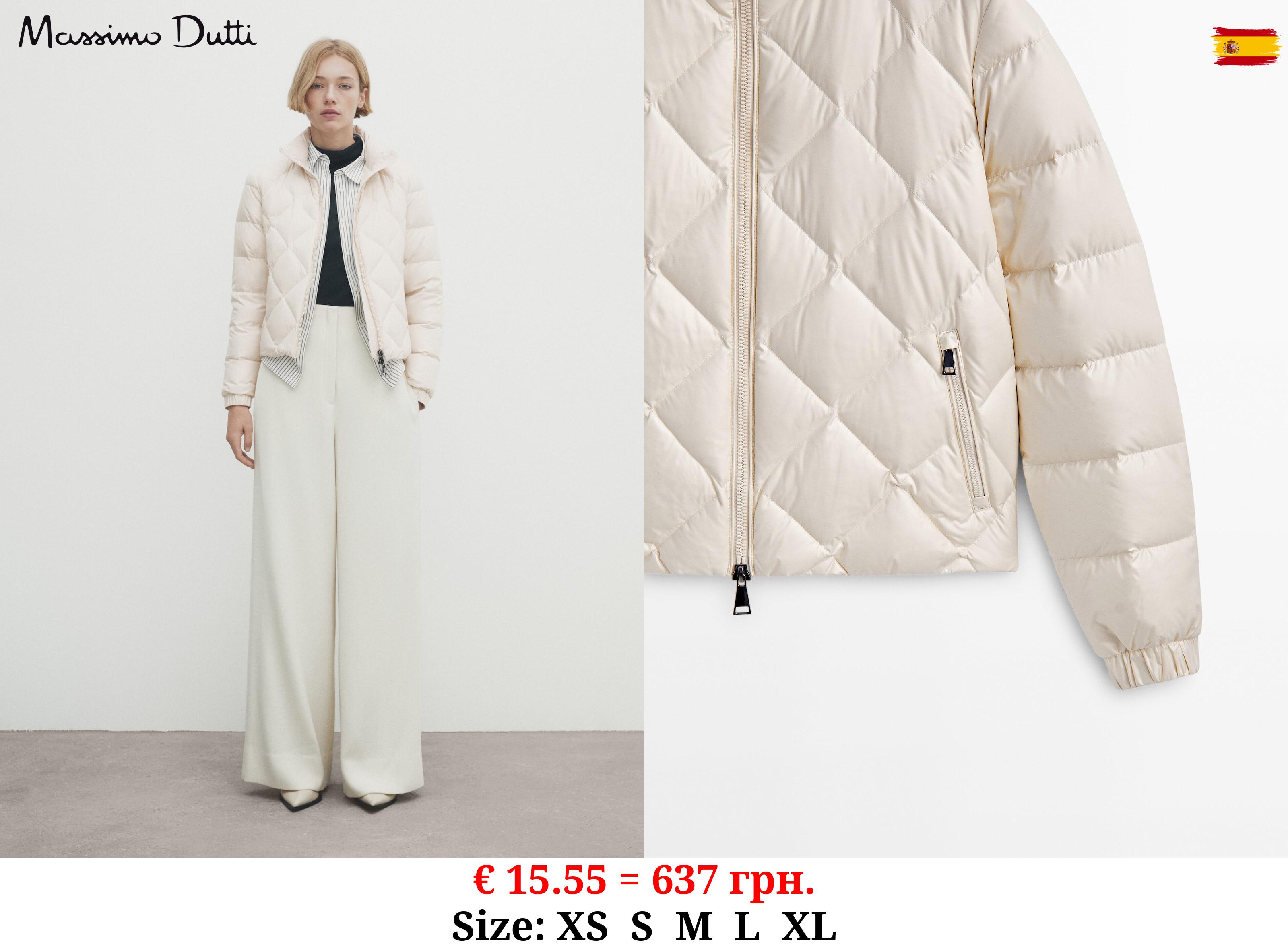 Down and feather diamond puffer jacket CREAM
