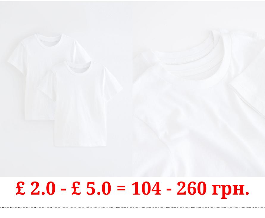 White Crew Neck School T-Shirt 2 Pack