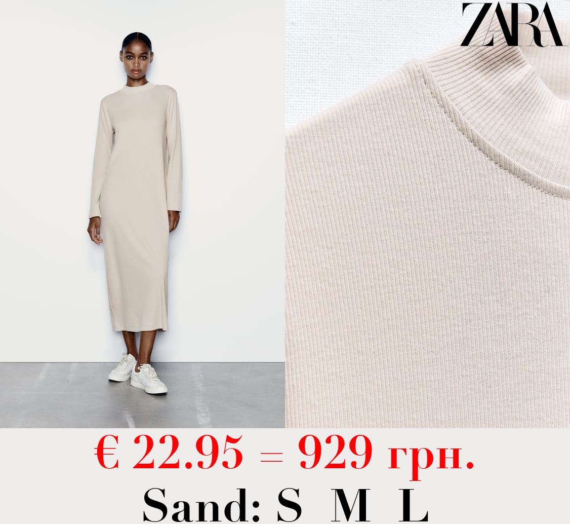 RIBBED MOCK-NECK DRESS