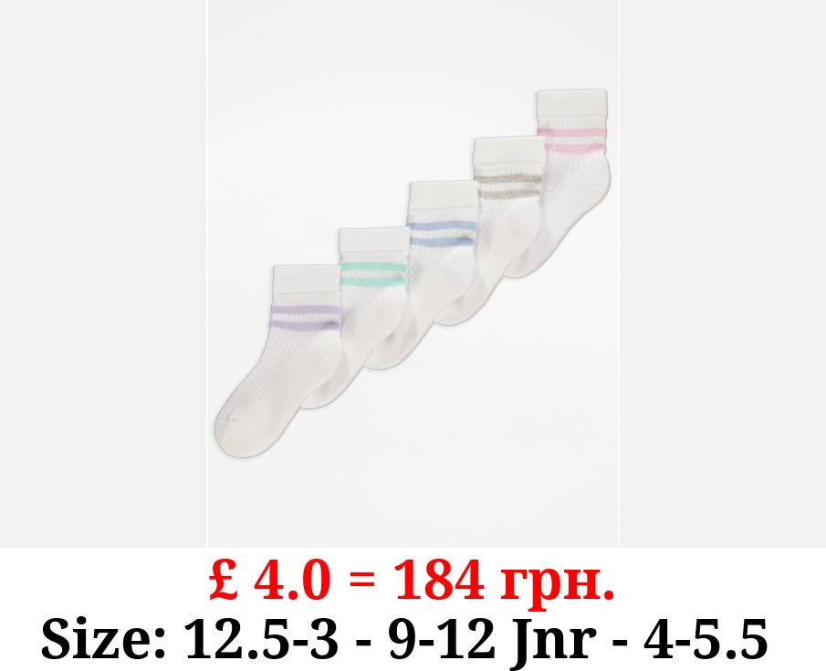 Ribbed Striped Sporty Cotton Rich Socks 5 Pack