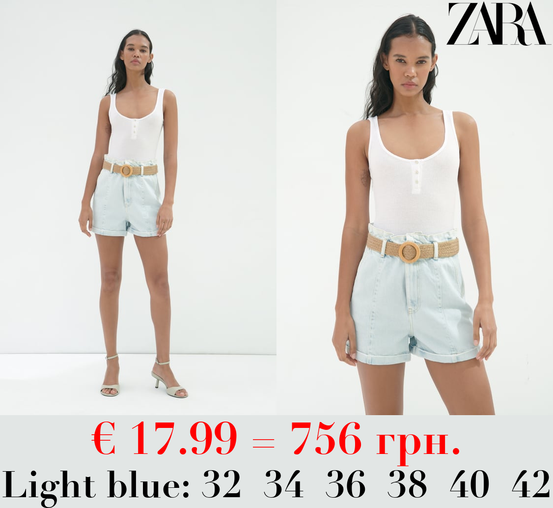 Z1975 BAGGY BELTED DENIM BERMUDA SHORTS
