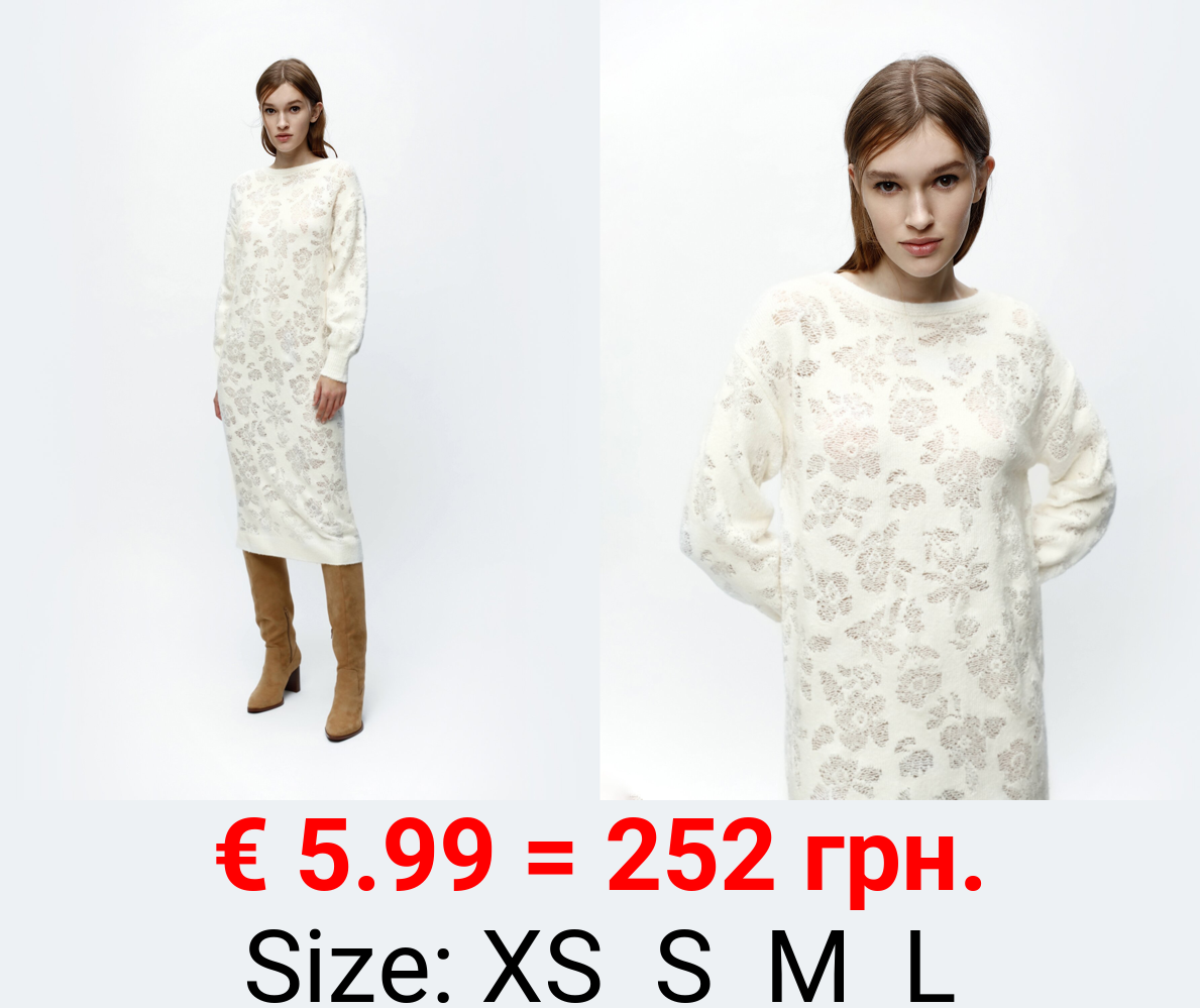 Floral knit midi dress