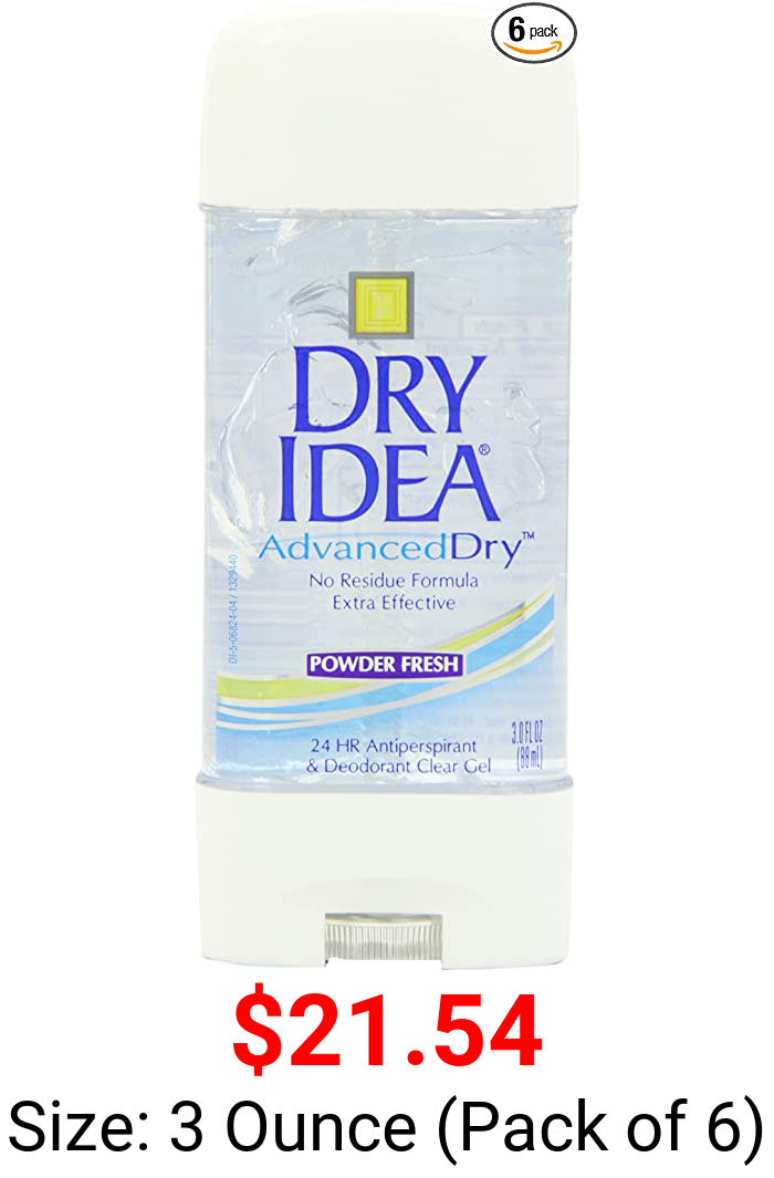 Dry Idea Antiperspirant Deodorant Gel, Powder Fresh, 3 Ounce (Pack of 6)