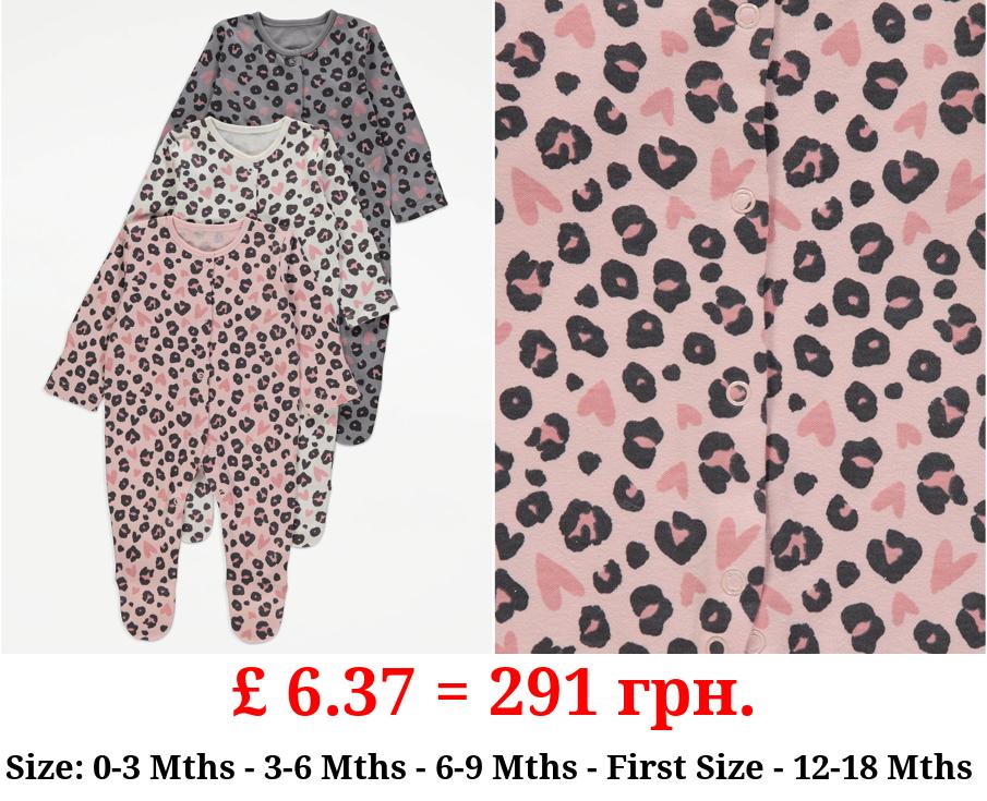 Leopard Print Sleepsuits 3 Pack