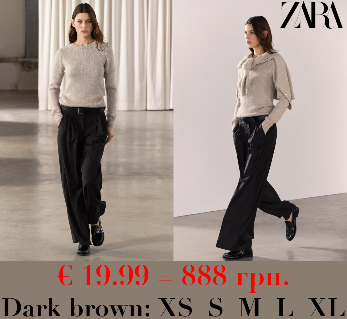 ZW COLLECTION DARTED MINIMALIST WOOL BLEND TROUSERS