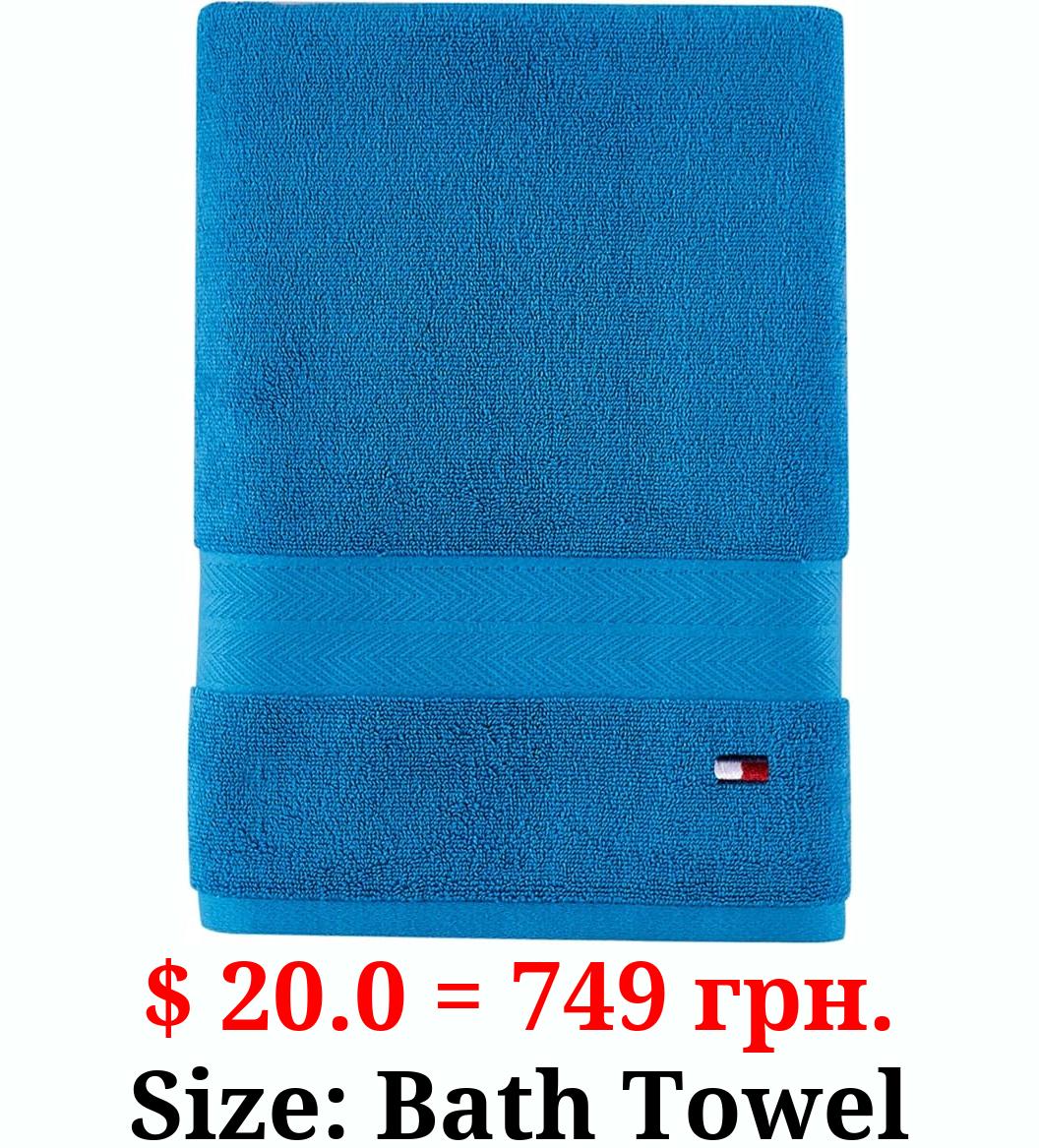 Tommy Hilfiger Modern American Solid Bath Towel, 30 X 54 Inches, 100% Cotton 574 GSM (Swedish Blue)