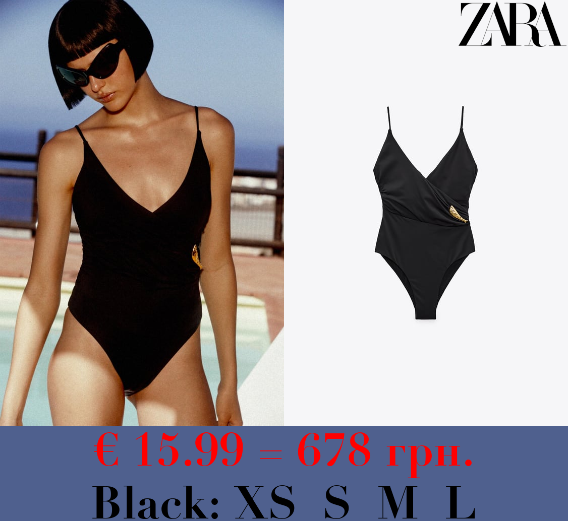 SURPLICE SWIMSUIT WITH METAL PIECE