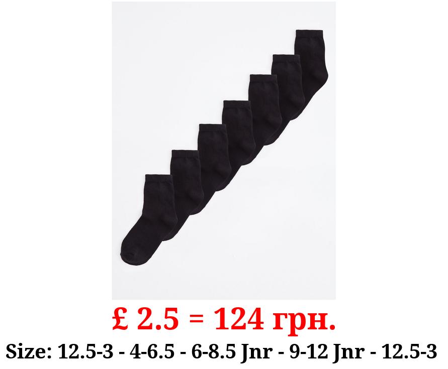 Black Cotton Rich Ankle Socks 7 Pack