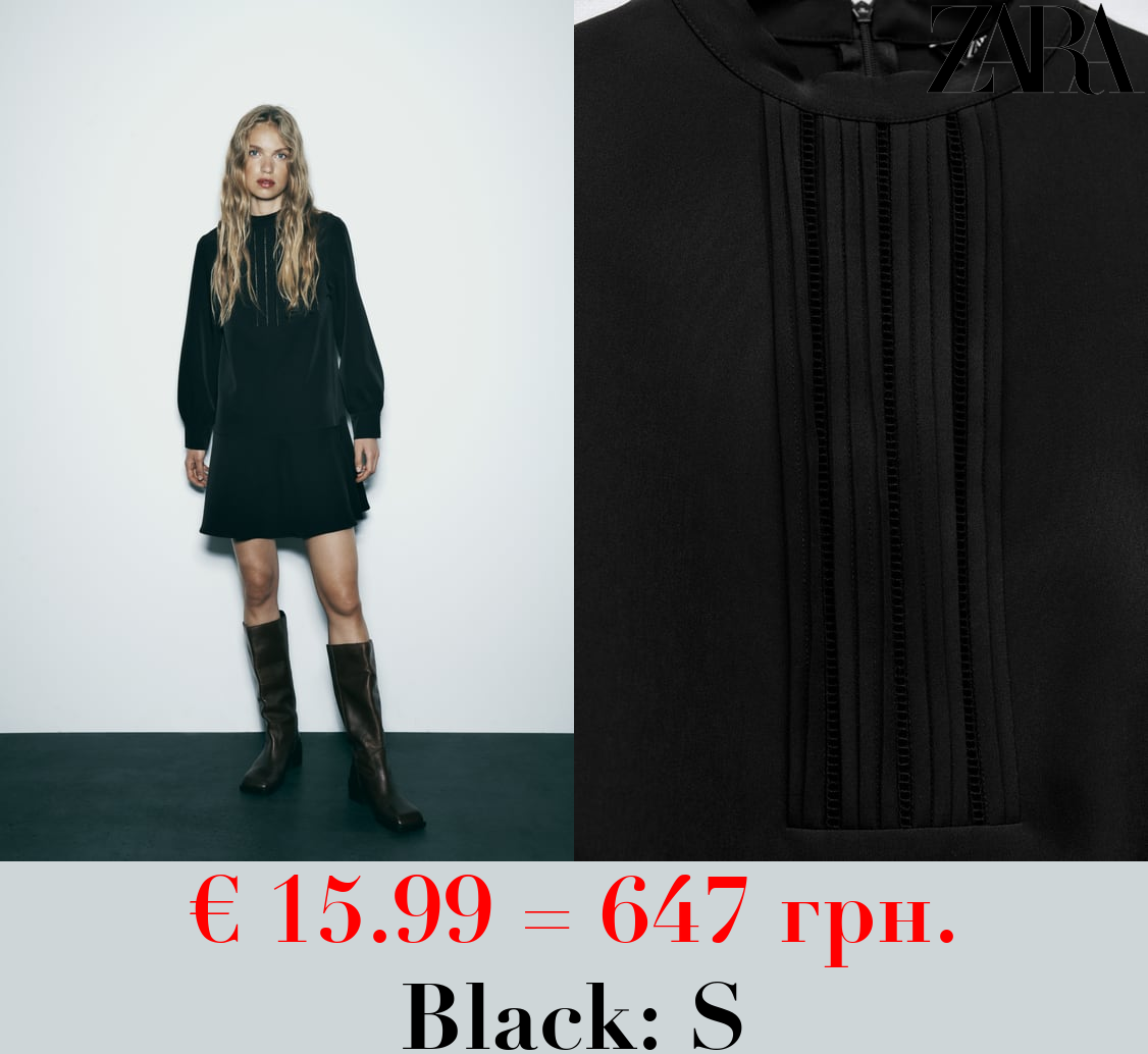 PINTUCKED DRESS WITH LACE TRIMS