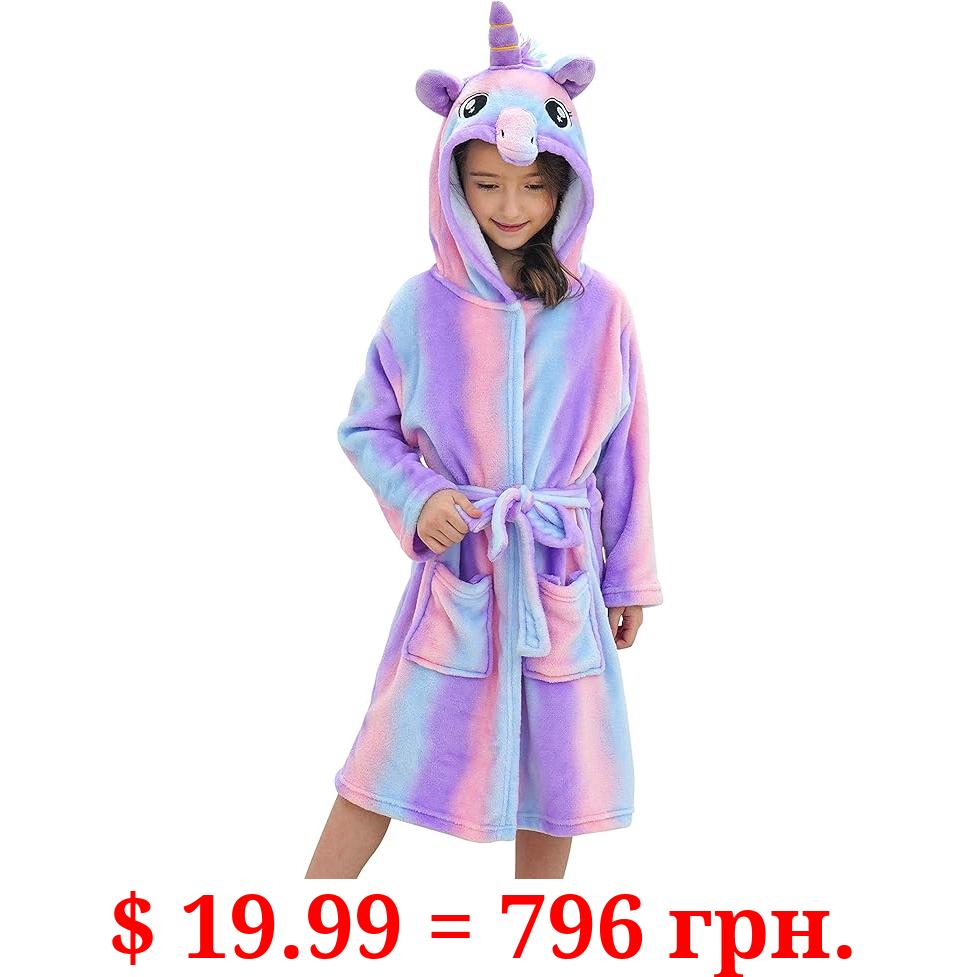 Doctor Unicorn Soft Unicorn Hooded Bathrobe Sleepwear - Unicorn Gifts for Girls