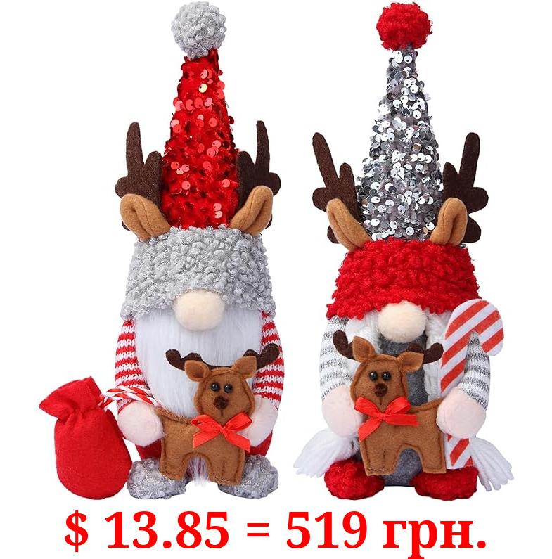 Eukynlre Christmas Gnomes Plush Decorations, Christmas Gnome Swedish Santa Tomte, Christmas Stuffed Gnomes Home Decor (2 Pcs, 12.5 Inch)