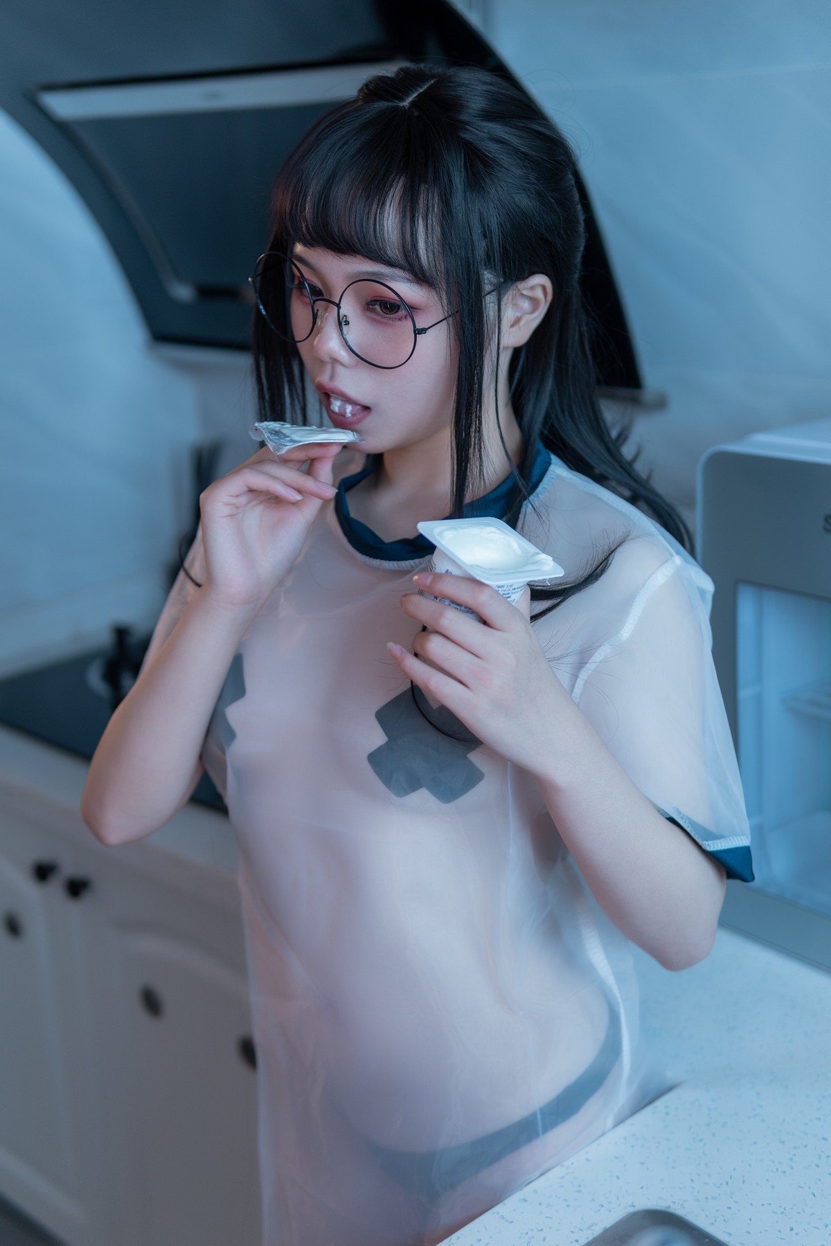 Cosplay 七月喵子 喝酸奶的眼镜娘 3