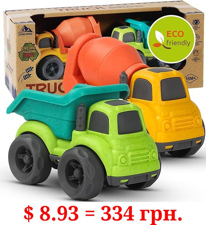 Aigitoy Toddler Car Toys for 1-3 Year Old, BPA Free, Phthalates Free, PVC, Dump Truck, Mixer Cement, Easter Christmas Birthday Gifts for 2 3 4 Year Boy Girl. Dishwasher Safe, Recycled Plastic