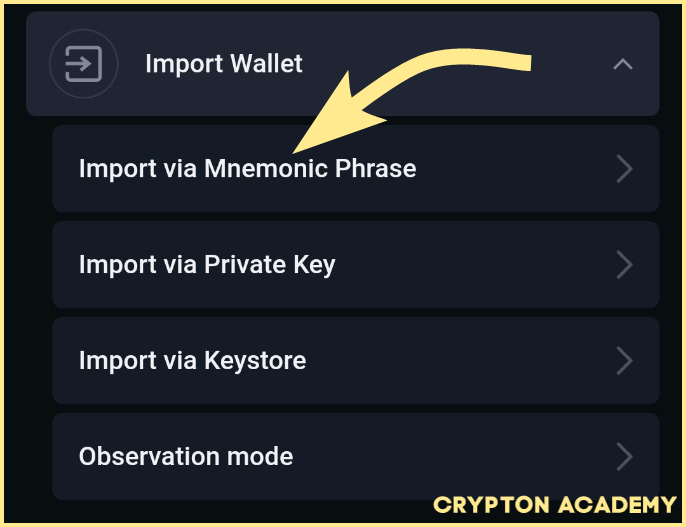 Import wallet