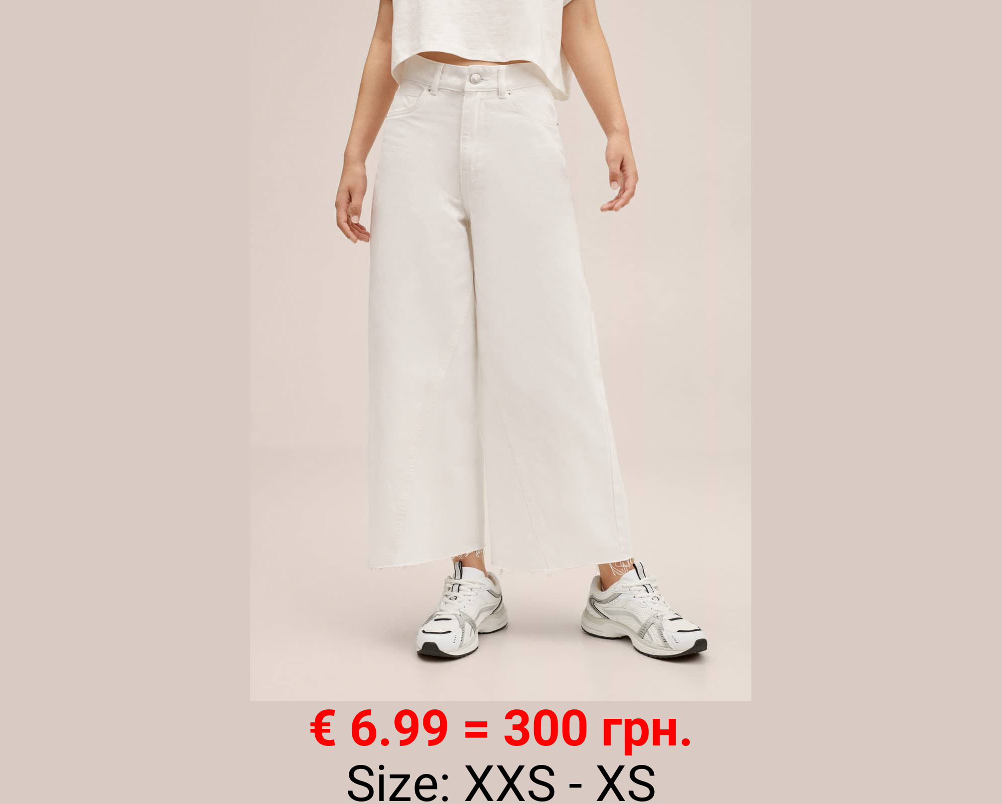 Jeans culotte bajo deshilachado
