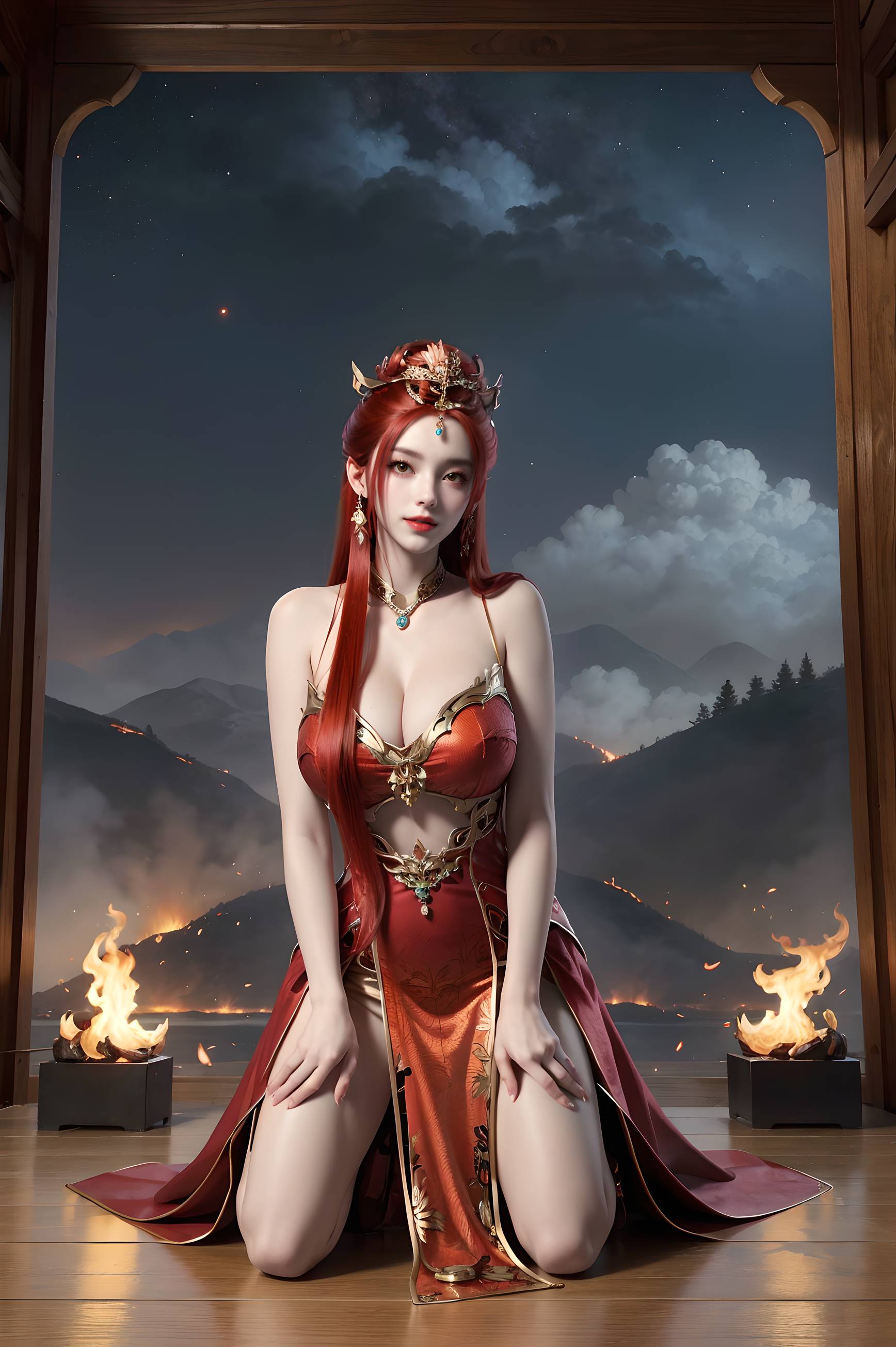 图片[20]-完美世界-曼珠沙华 户外红色礼服-六色网