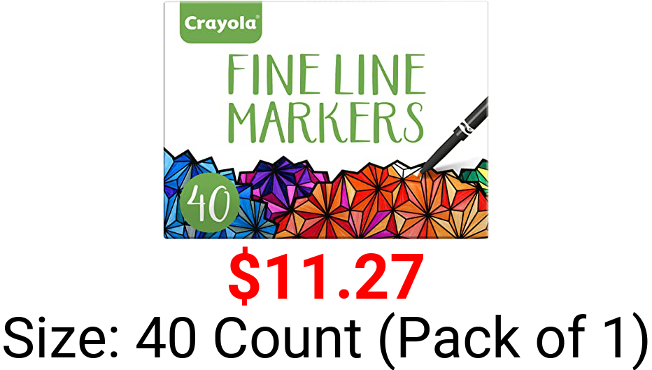 Crayola Fine Line Markers Adult Coloring Set, Kids Indoor Activities At Home, Gift, 40 Count