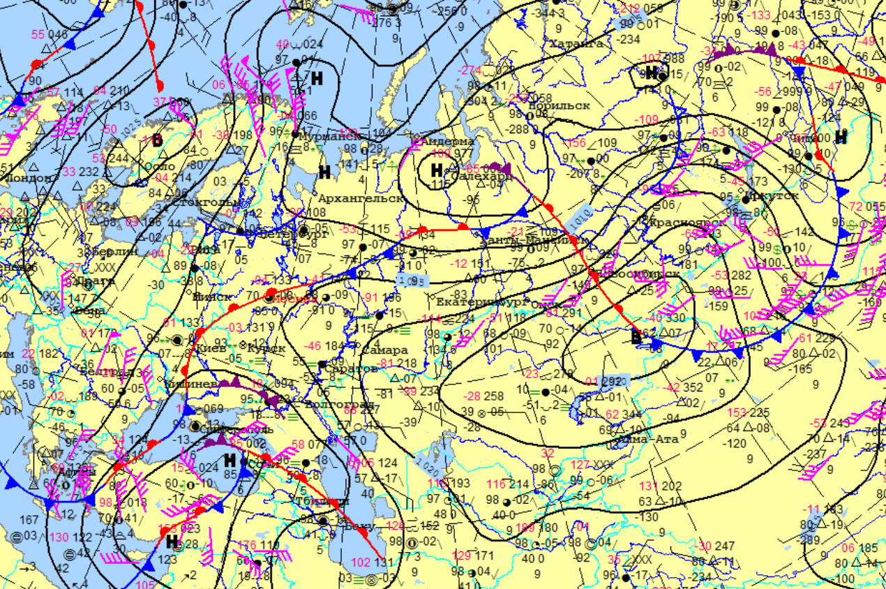 Синоптическая карта европы