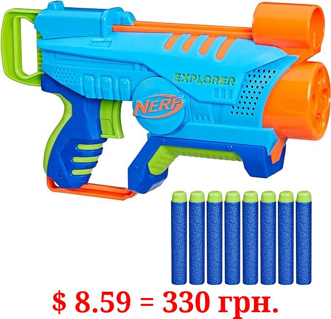 NERF Elite Junior Explorer Easy-Play Toy Foam Blaster, 8 Darts for Kids Outdoor Games, Ages 6 & Up