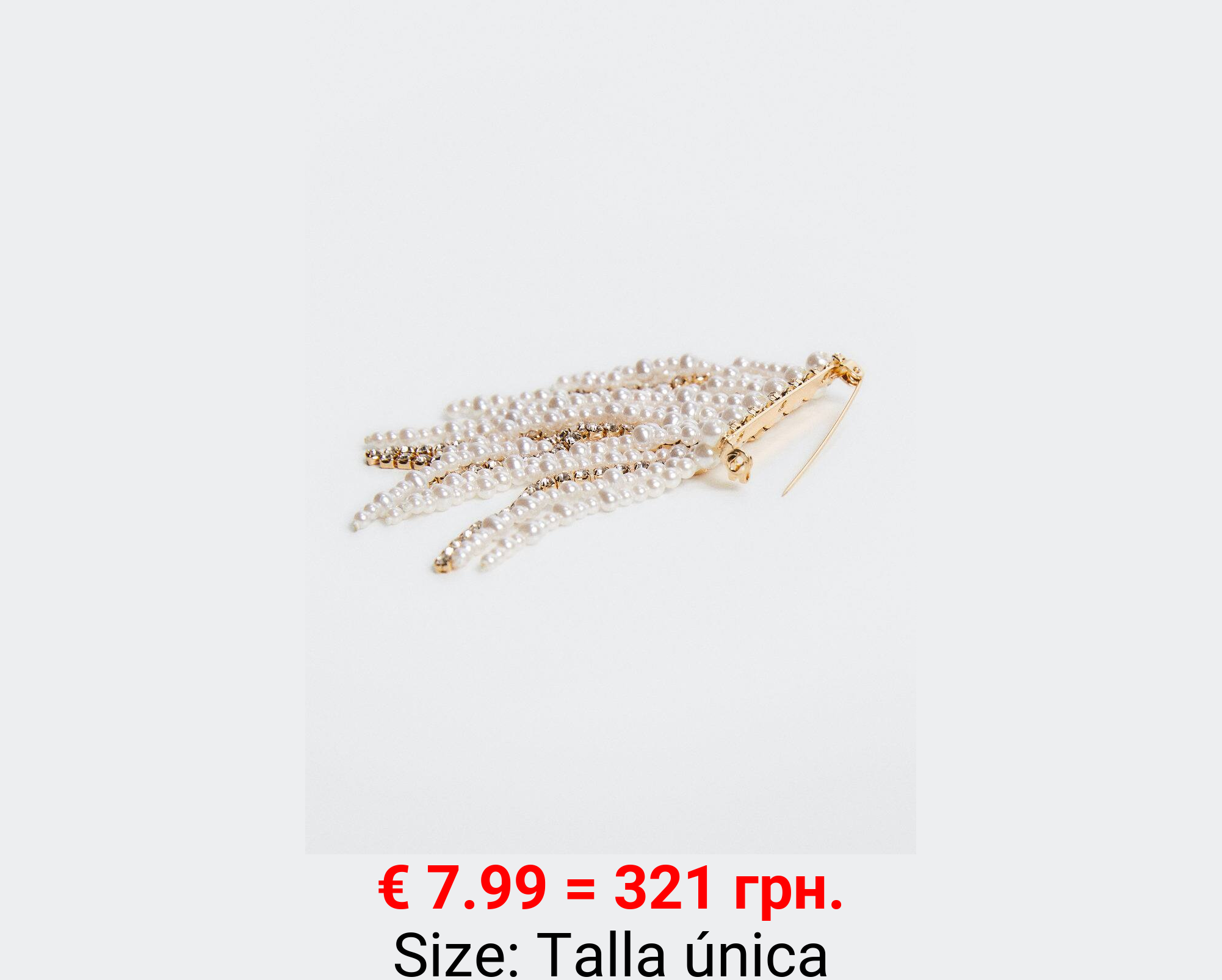 Broche cascada cristales perlas