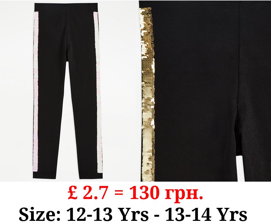 Black Flip Sequin Leggings
