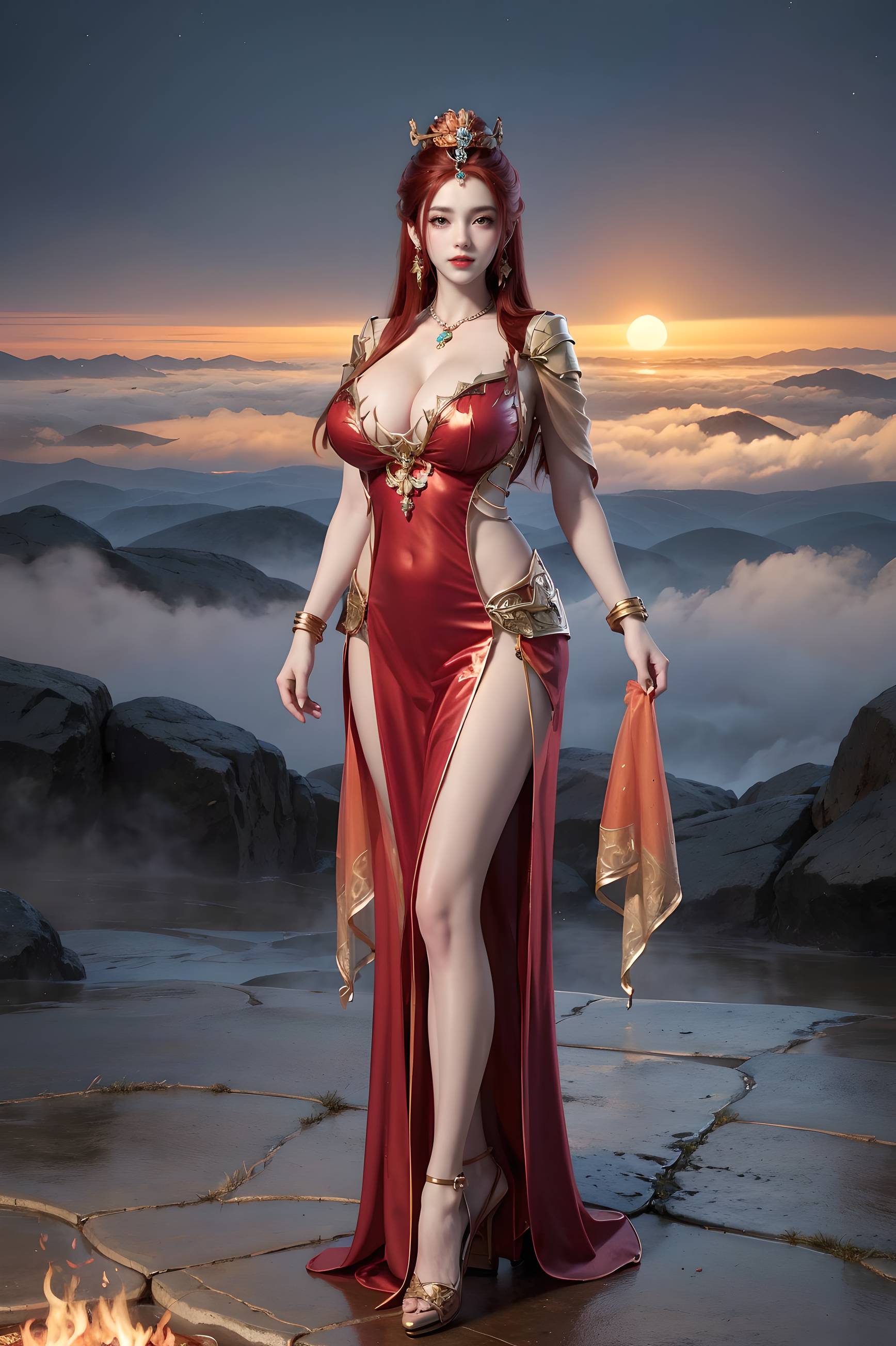 图片[57]-完美世界-曼珠沙华 户外红色礼服-六色网