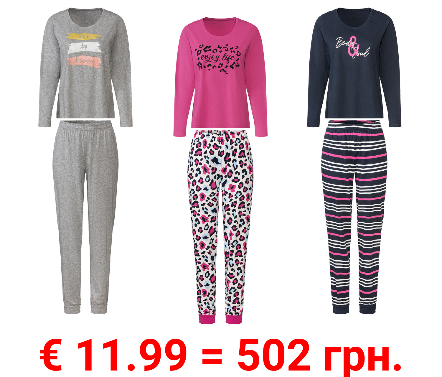 esmara® Damen Pyjama mit Baumwolle