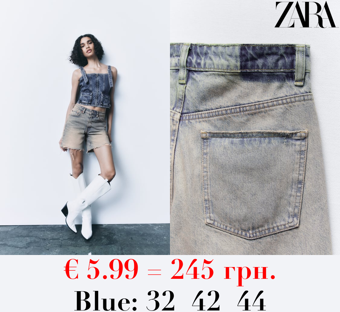 LOOSE FIT DENIM TRF BERMUDA SHORTS