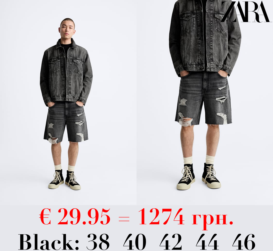 RIPPED DENIM BERMUDA SHORTS