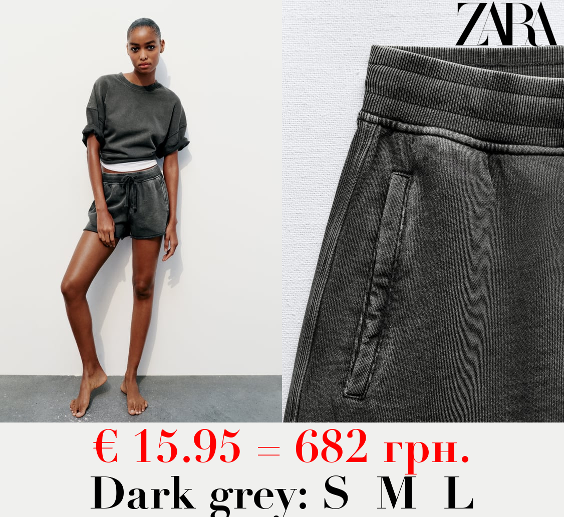 FADED-EFFECT PLUSH SHORTS