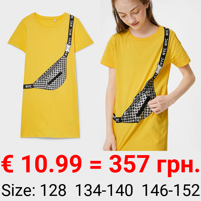 T-Shirt-Kleid - Bio-Baumwolle - Glanz-Effekt