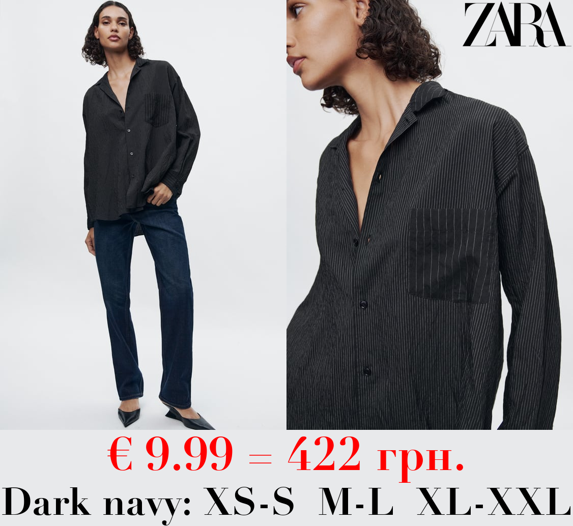 ZW COLLECTION STRIPED CREASED SHIRT