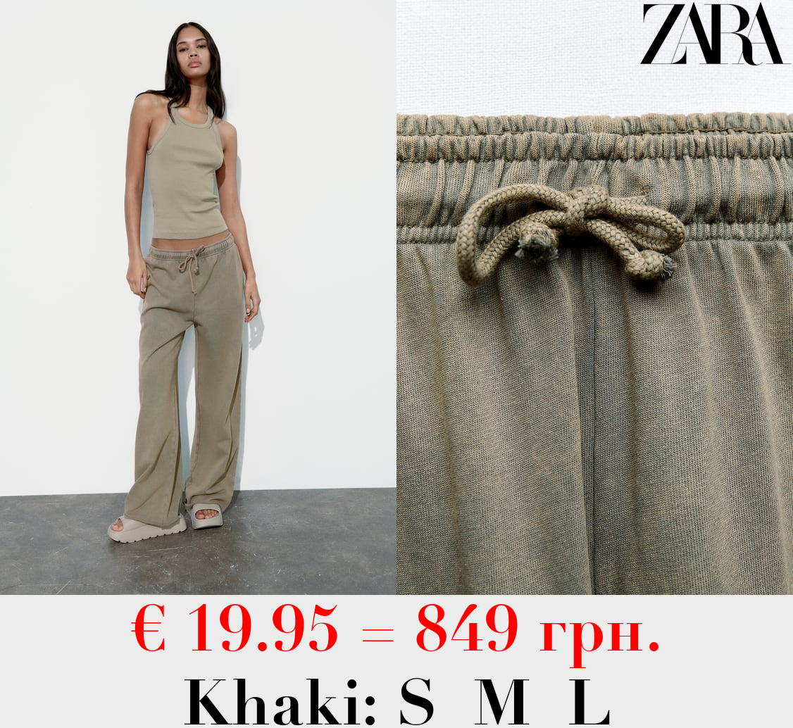 FADED-EFFECT PLUSH JOGGER TROUSERS