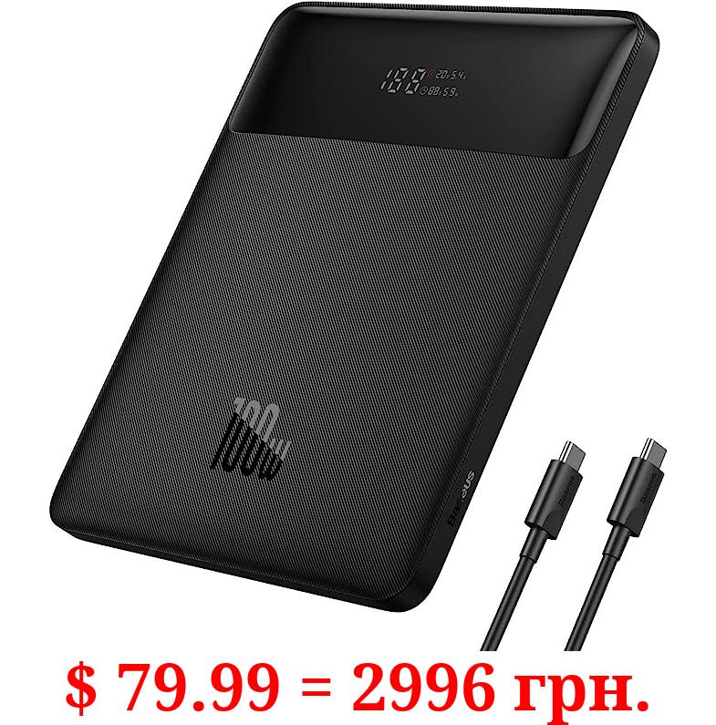 Baseus Laptop Power Bank, 100W Blade USB C Portable Laptop Charger, Super Fast Charging 20000mAh Slim Battery Pack for Laptop, MacBook Air, Dell, IPad, HP, iPhone, Samsung Galaxy, Switch and More