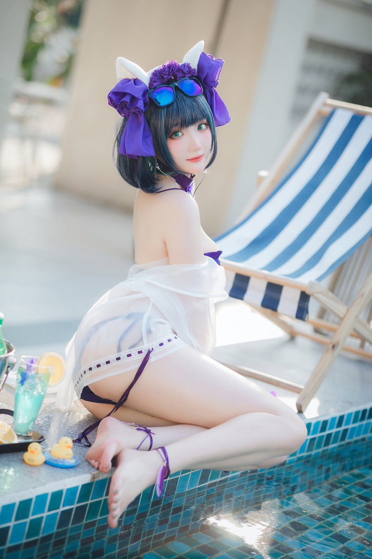 Cosplay 瓜希酱福利 柴郡泳装 19