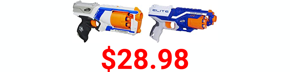 NERF N Strike Elite Strongarm Toy Blaster with Rotating Barrel, Slam Fire, and 6 Official Elite Darts for Kids, Teens, & Adults(Amazon Exclusive) & N-Strike Elite Disruptor