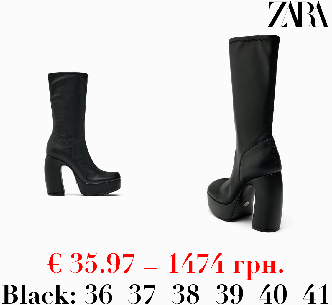 PLATFORM HIGH-HEEL ANKLE BOOTS