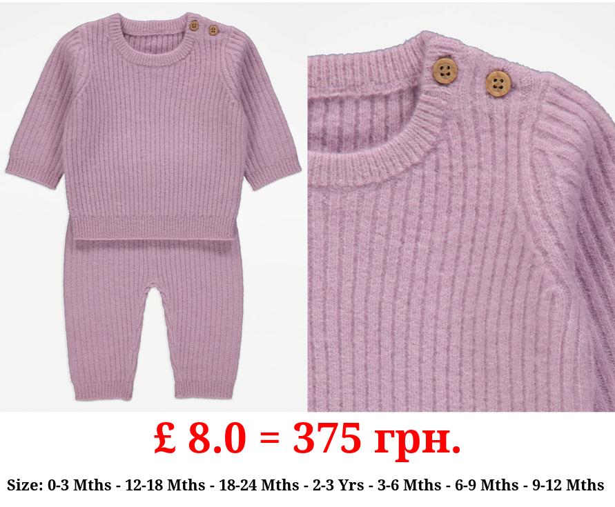 Lilac Soft Knit Jumper and Trousers Outfit