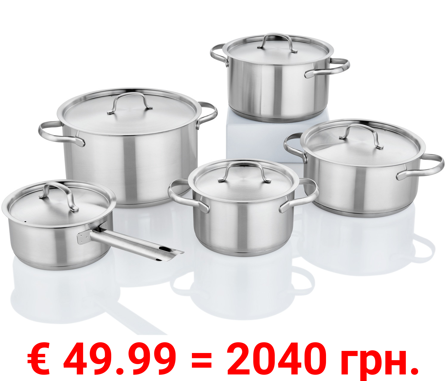 ERNESTO® Edelstahl-Topf-Set, 10-teilig