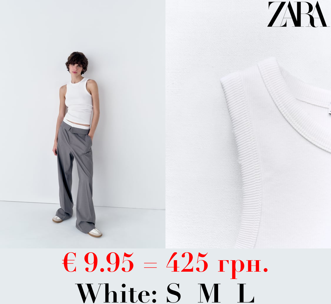 FADED-EFFECT RIB T-SHIRT