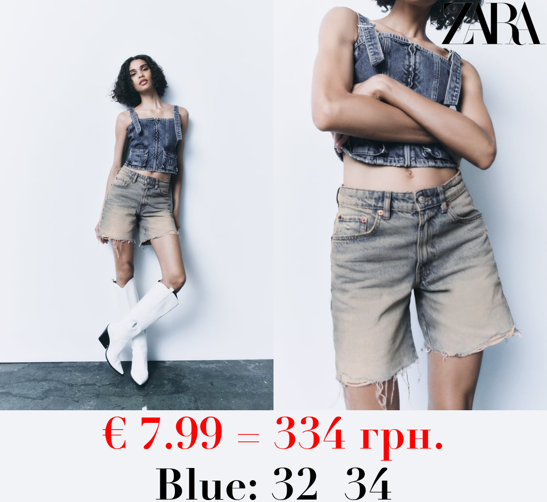 LOOSE FIT DENIM TRF BERMUDA SHORTS